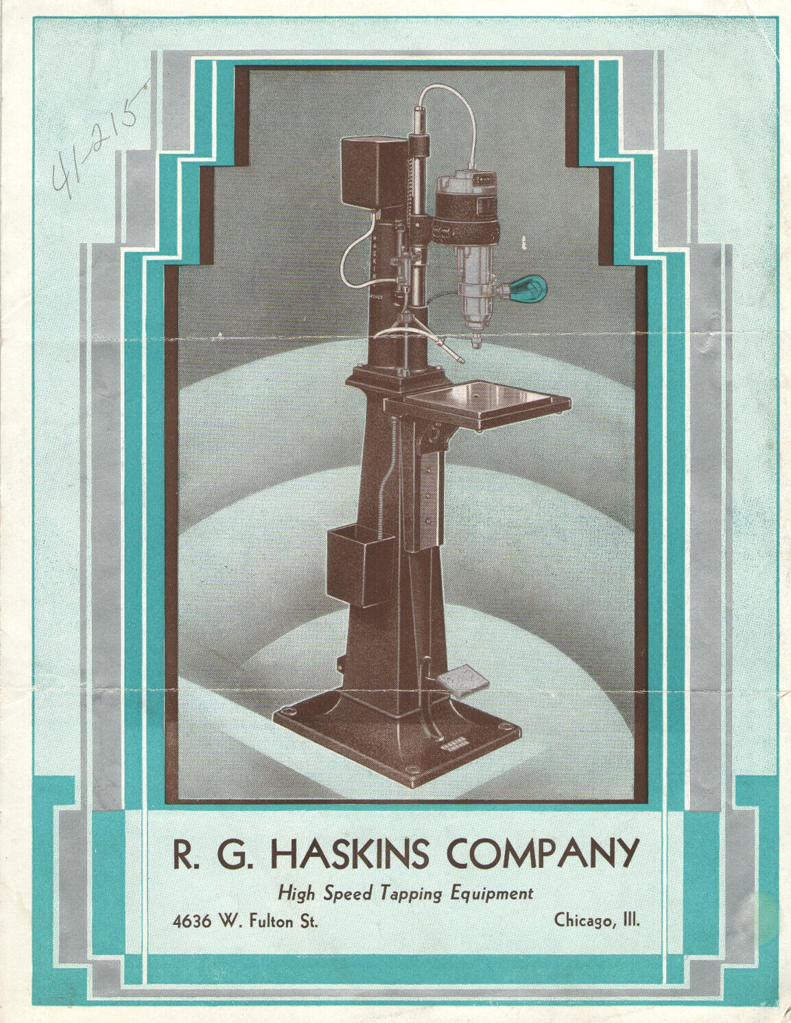 VTG ART DECO 1930s R. G. HASKINS CO.  BROCHURE HIGH SPEED TAPPING EQMT BROCHURE