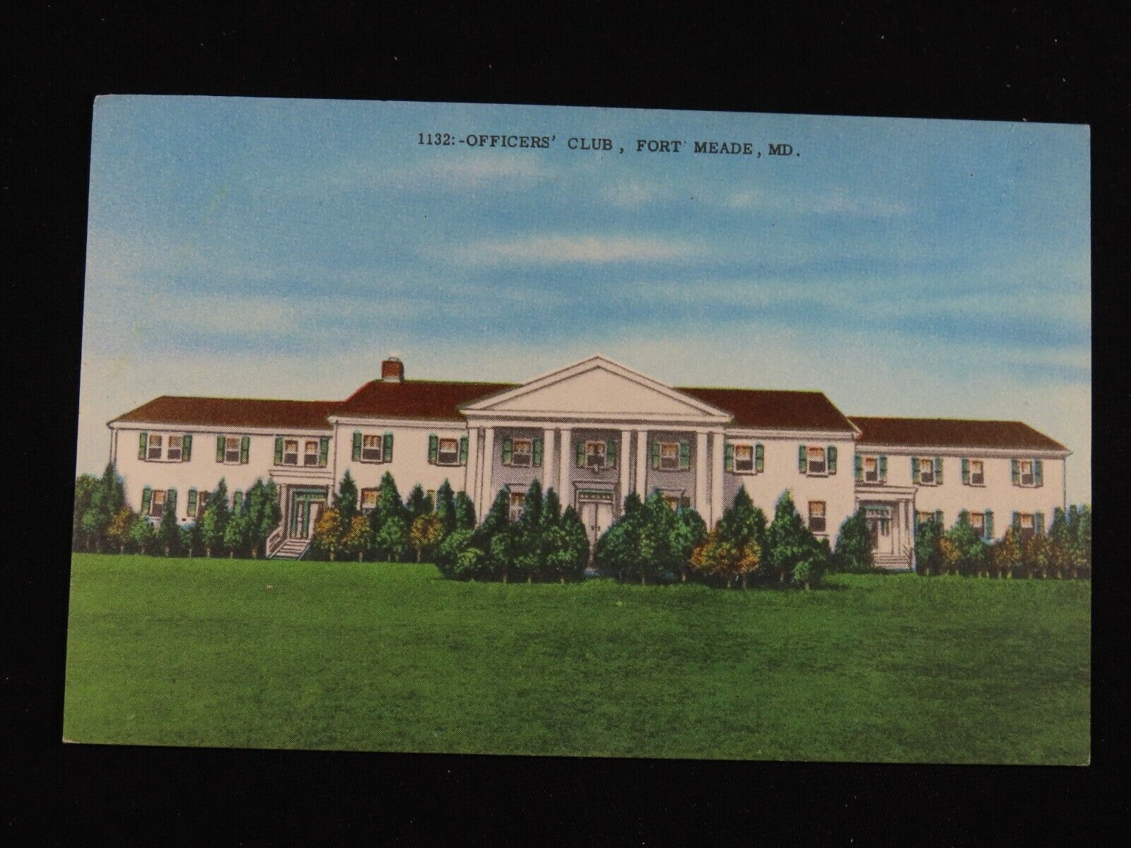 Vintage Postcard WWII Officers\' Club Fort Meade MD B8082