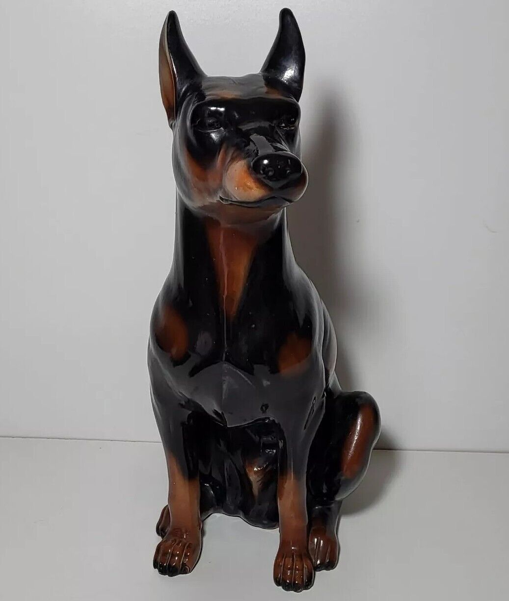 HUGE 19.5in 50cm Vintage Doberman Dog Statue 