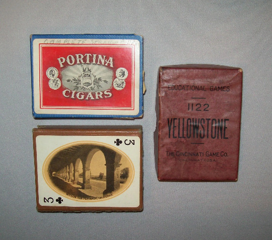 Old Antique Vtg C 1900s Lot Three Empty Playing Cards Boxes Yellowstone RR Cigar