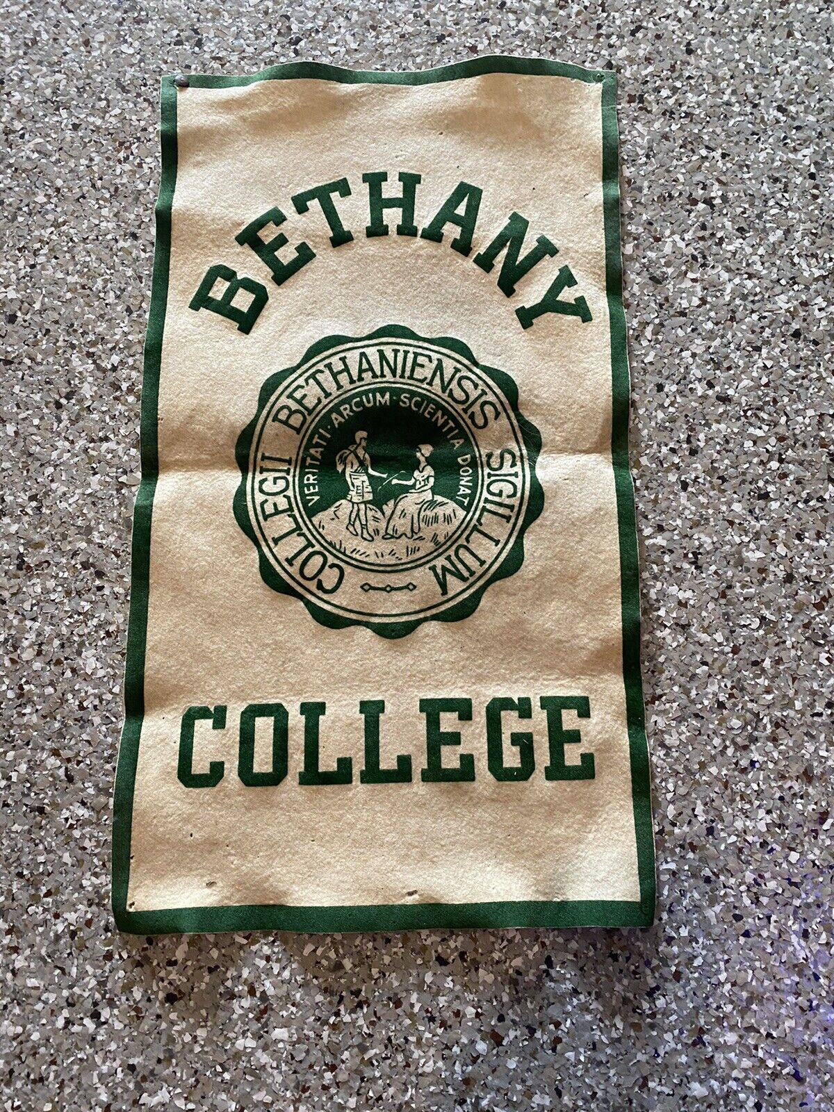 Vintage Bethany College West Virginia Felt Banner 1950’s 