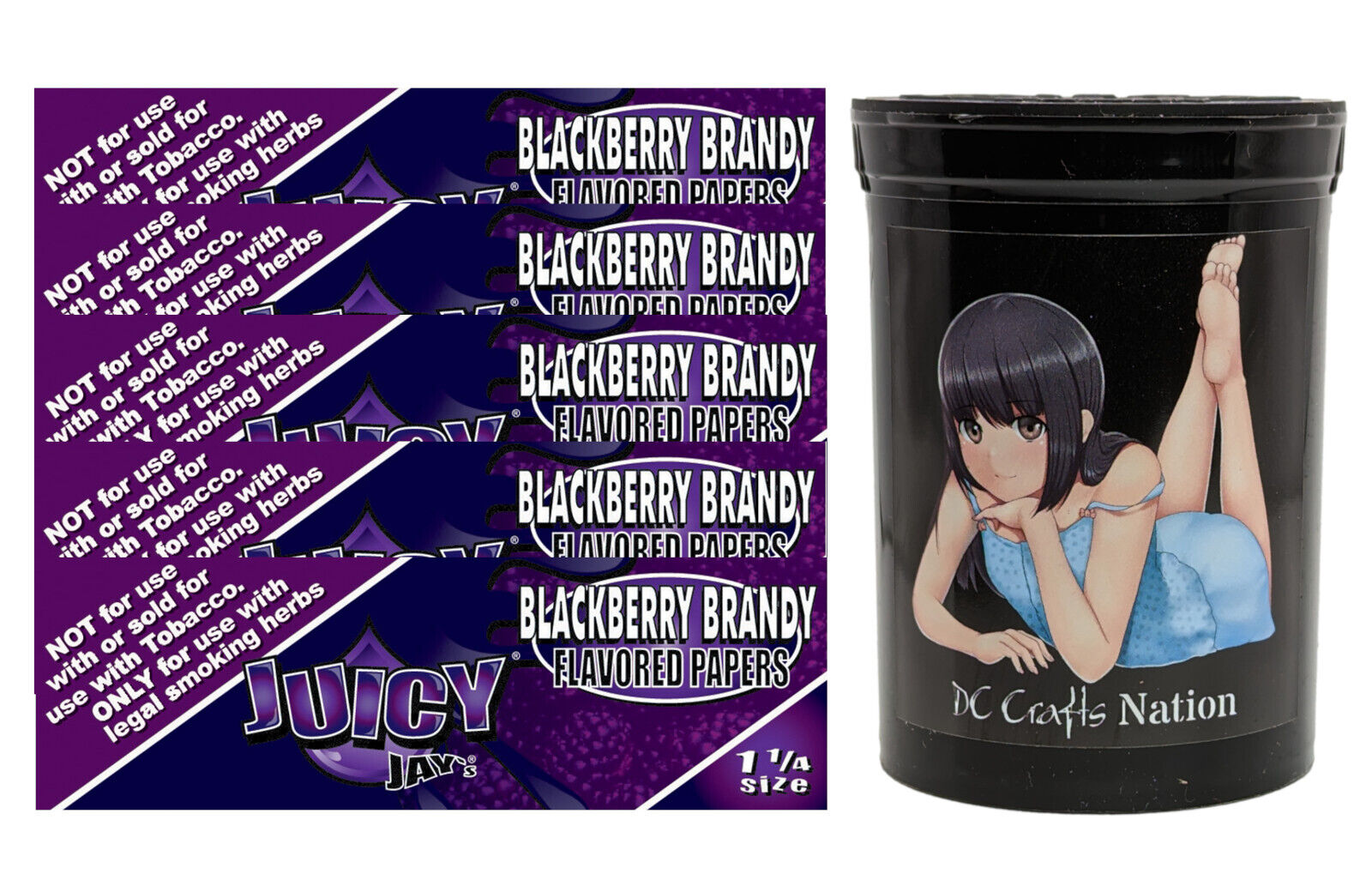 Juicy Jay\'s Blackberry Brandy Papers 1.25 5 Packs & Child Resistant Fresh Kettle