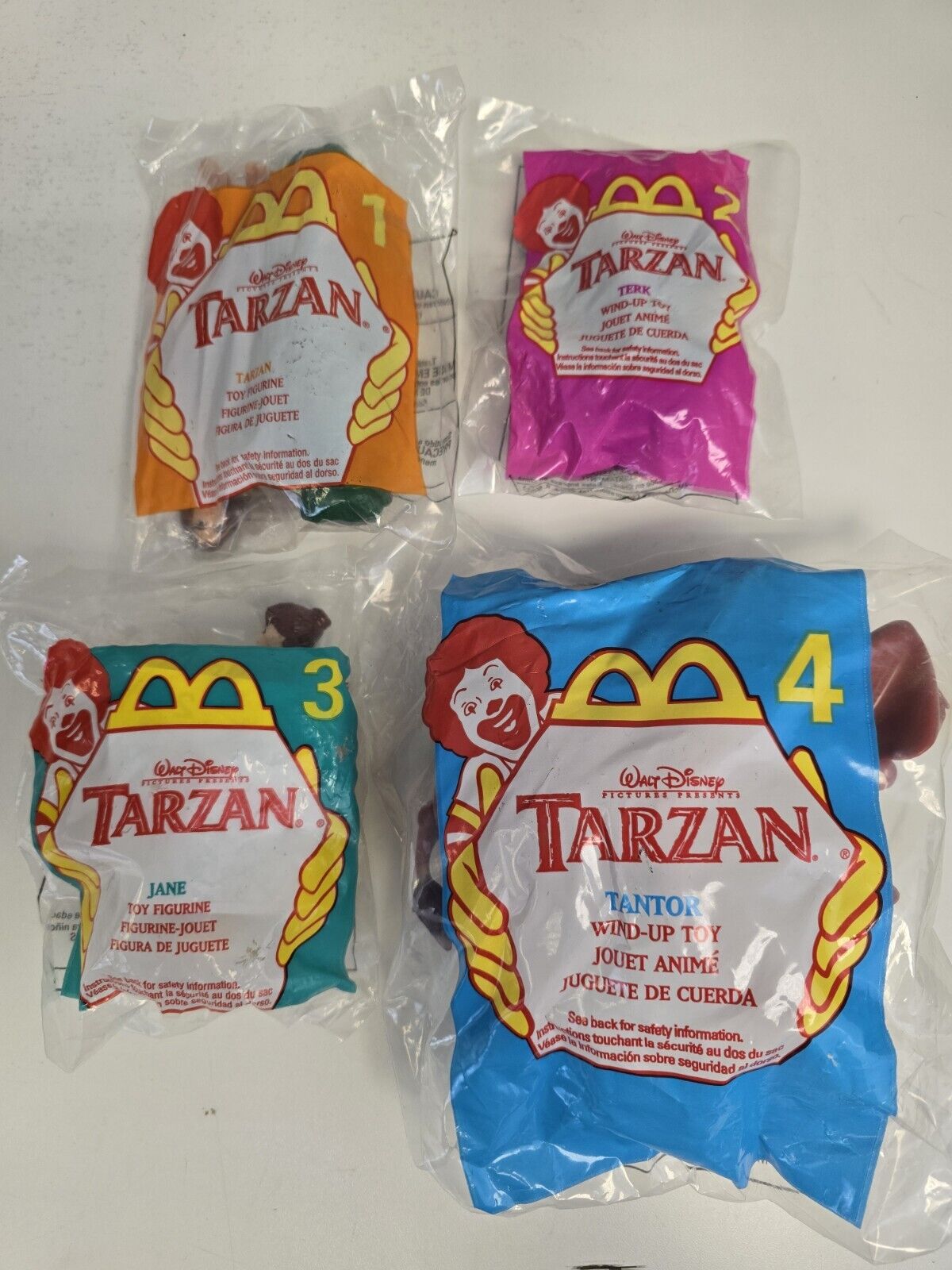 1999 Tarzan - McDonald's Happy Meal Toys set 1,2,3,4
