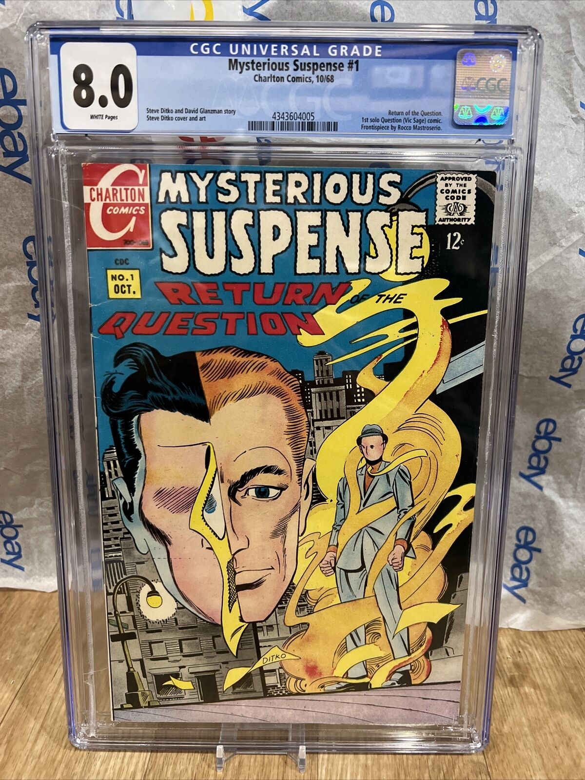 MYSTERIOUS SUSPENSE #1 1st VIC SAGE the QUESTION 1968 Charlton DCU DITKO CGC 8.0