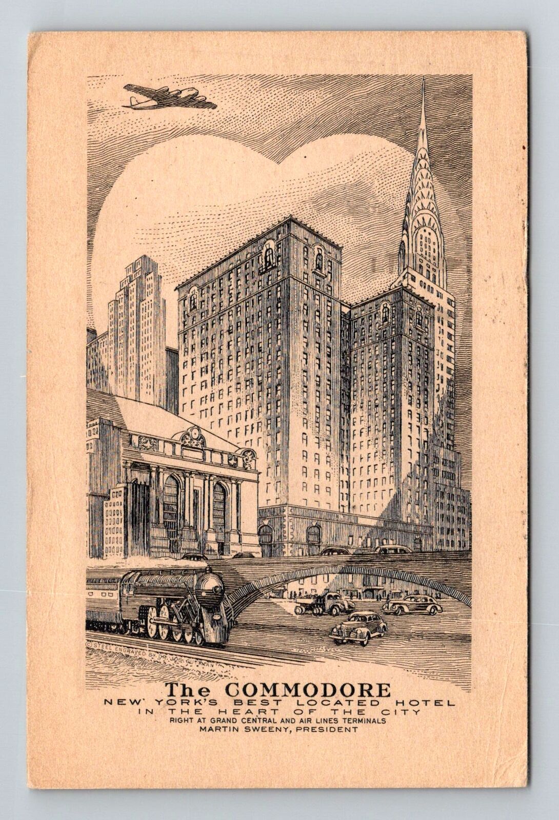 New York City NY, The Commodore, Vintage c1945 Postcard