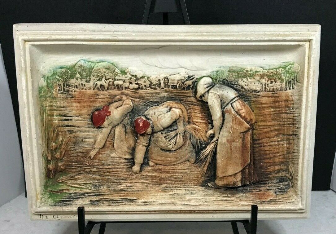 Vintage The GLEANERS by Jean Francois Millet Chalkware Art Wall Decor