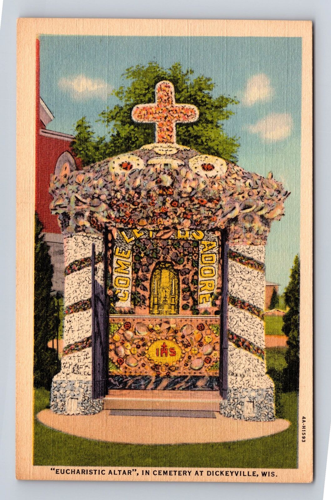 Dickeyville WI-Wisconsin, Eucharistic Altar In Cemetery, Vintage Postcard