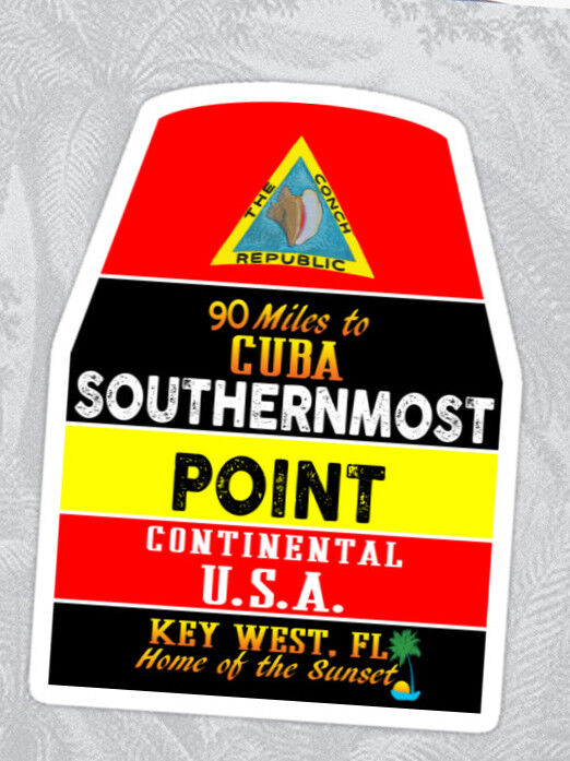 Key West Florida Vinyl Sticker Cuba Southernmost Point Marker Decal 4\