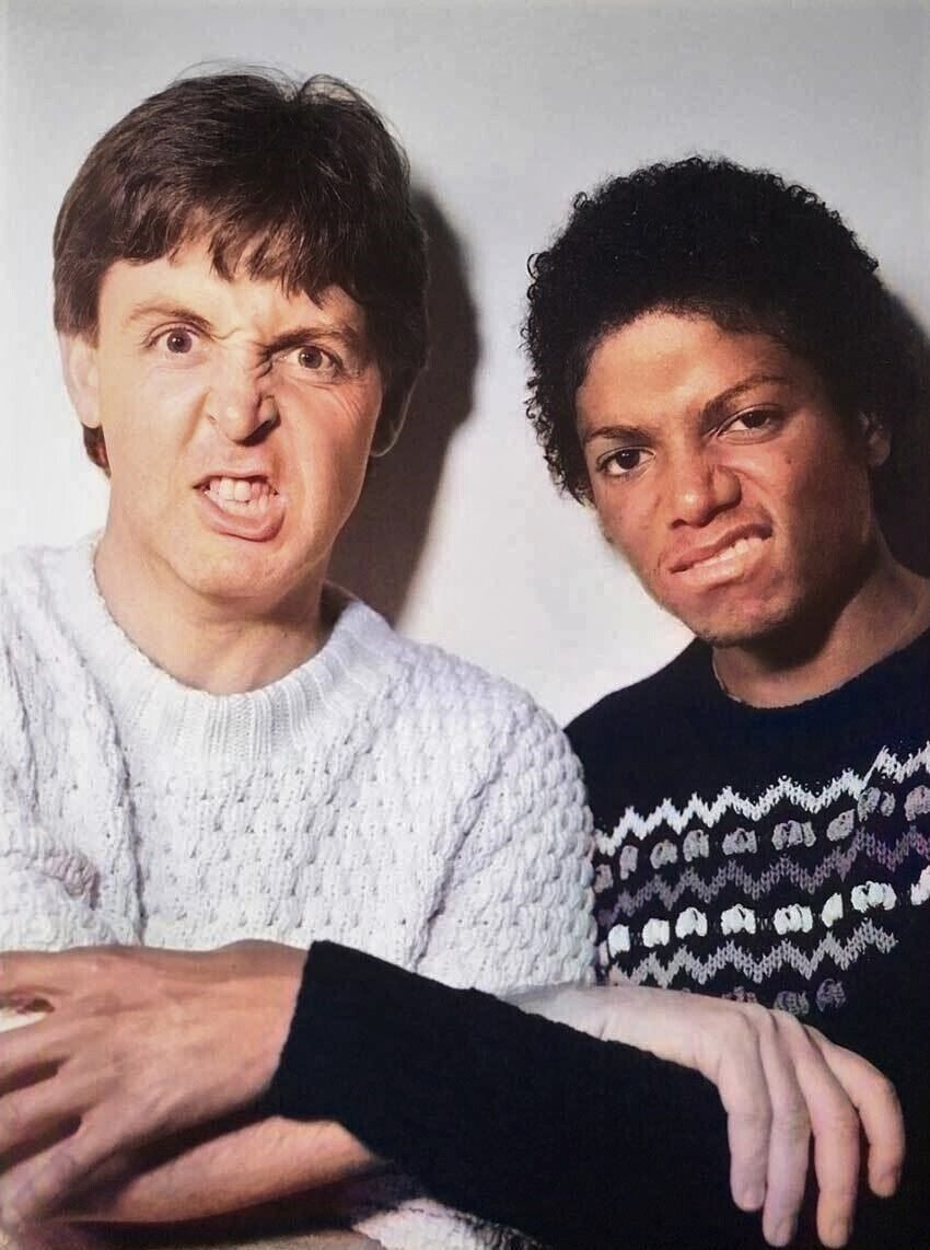 RARE STILL CAST OF PAUL McCartney and Jackson IN COLOR