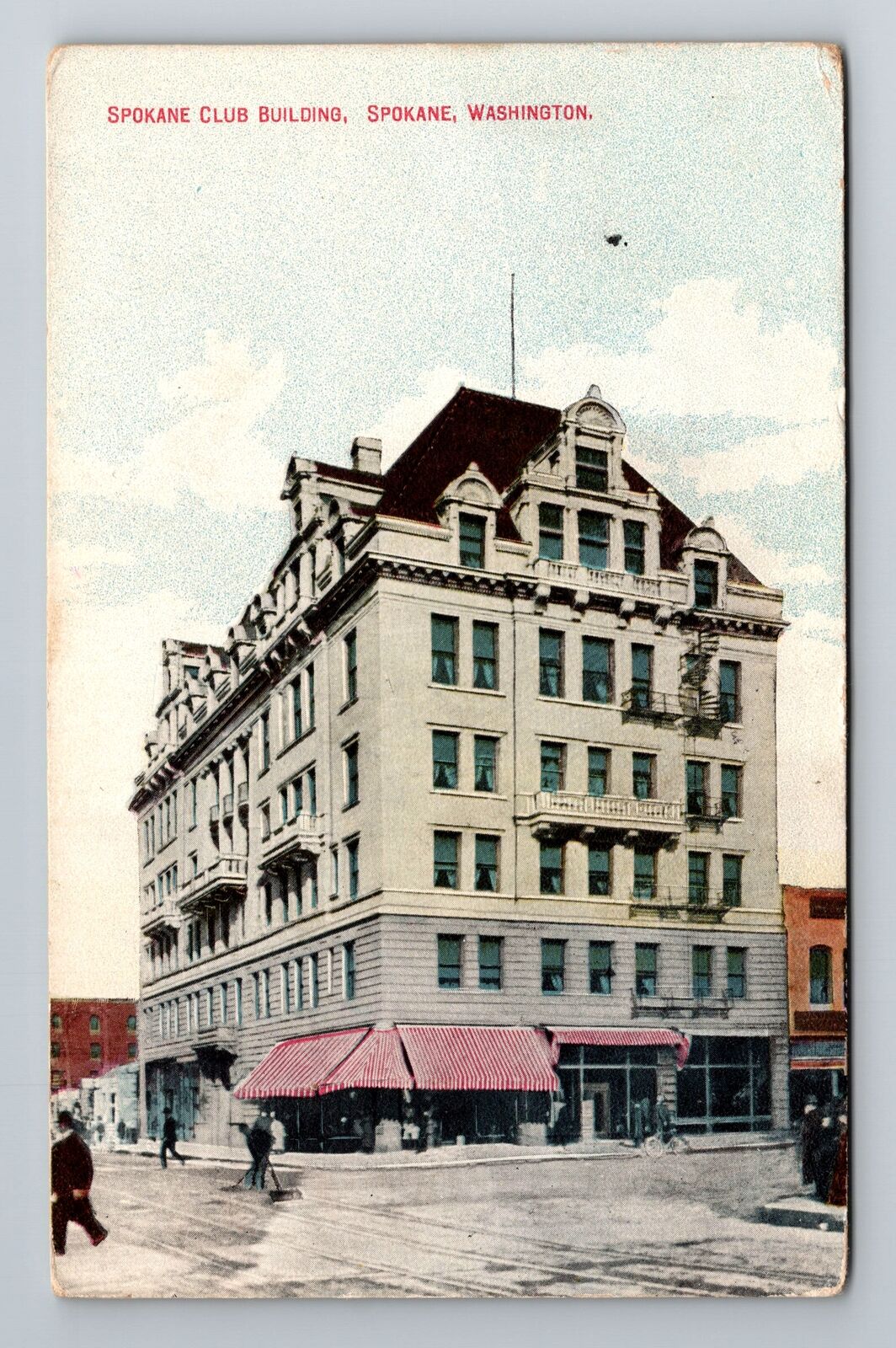 Spokane WA-Washington, Spokane Club Building, Antique, Vintage c1911 Postcard