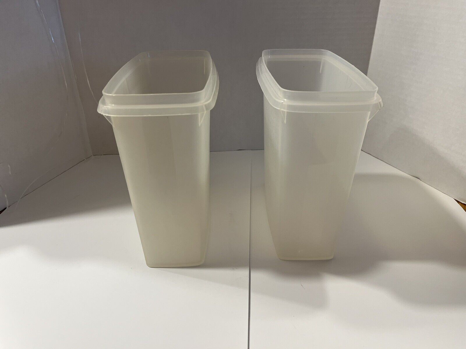 Two Vintage Tupperware Cereal Keeper Clear 2 Qt Storage Container #469-6 No Lids