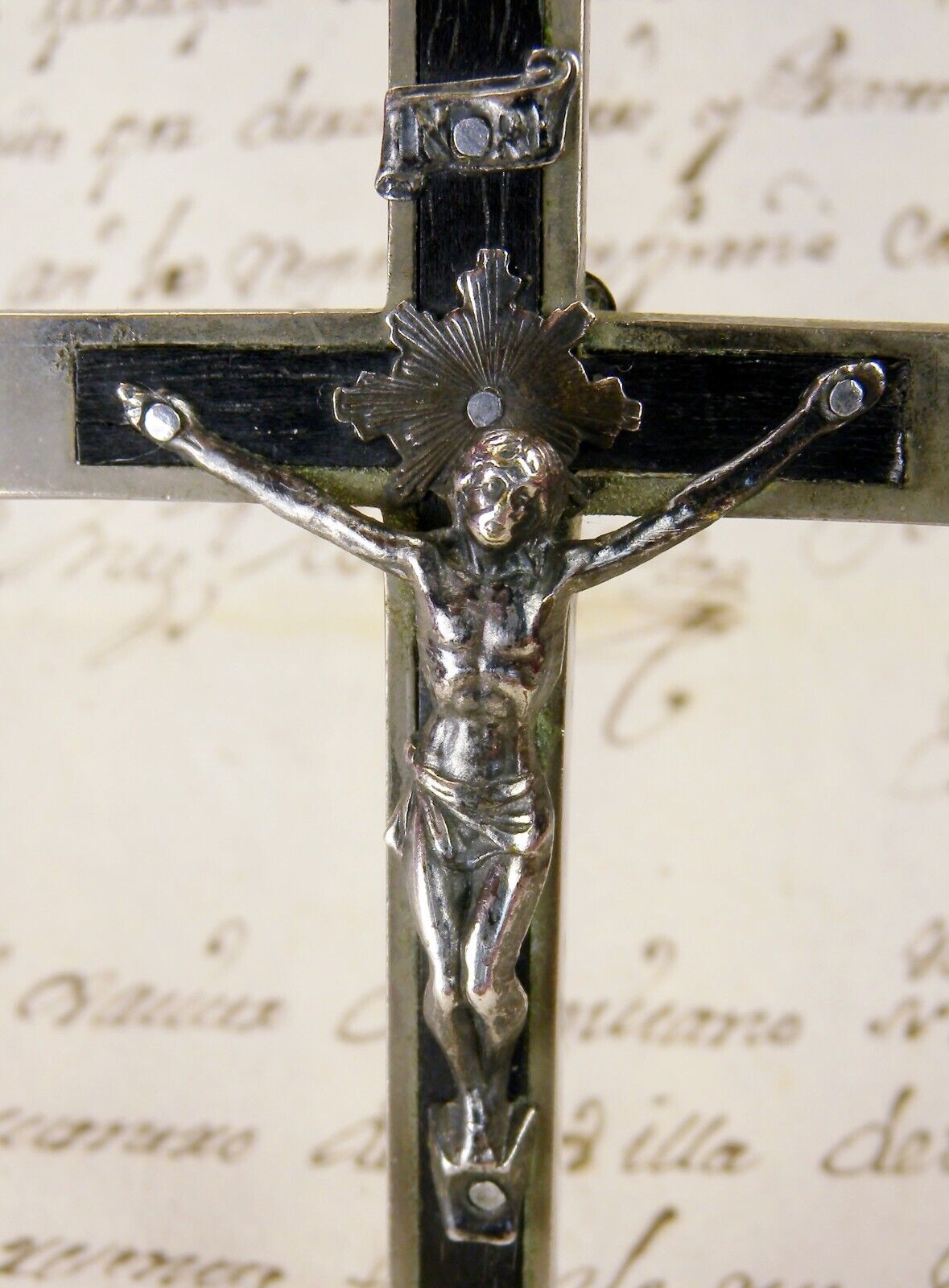 Carmelite Nuns Beautiful Antique 1869 Silver & Ebony Cross Habit Rosary Crucifix