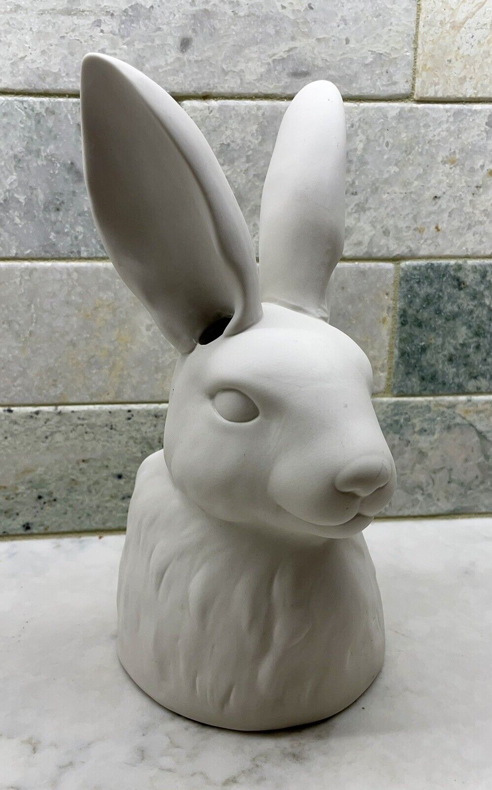 Anthropologie Cholet White Bisque Ceramic Pottery Bunny Rabbit Vase 9.5\