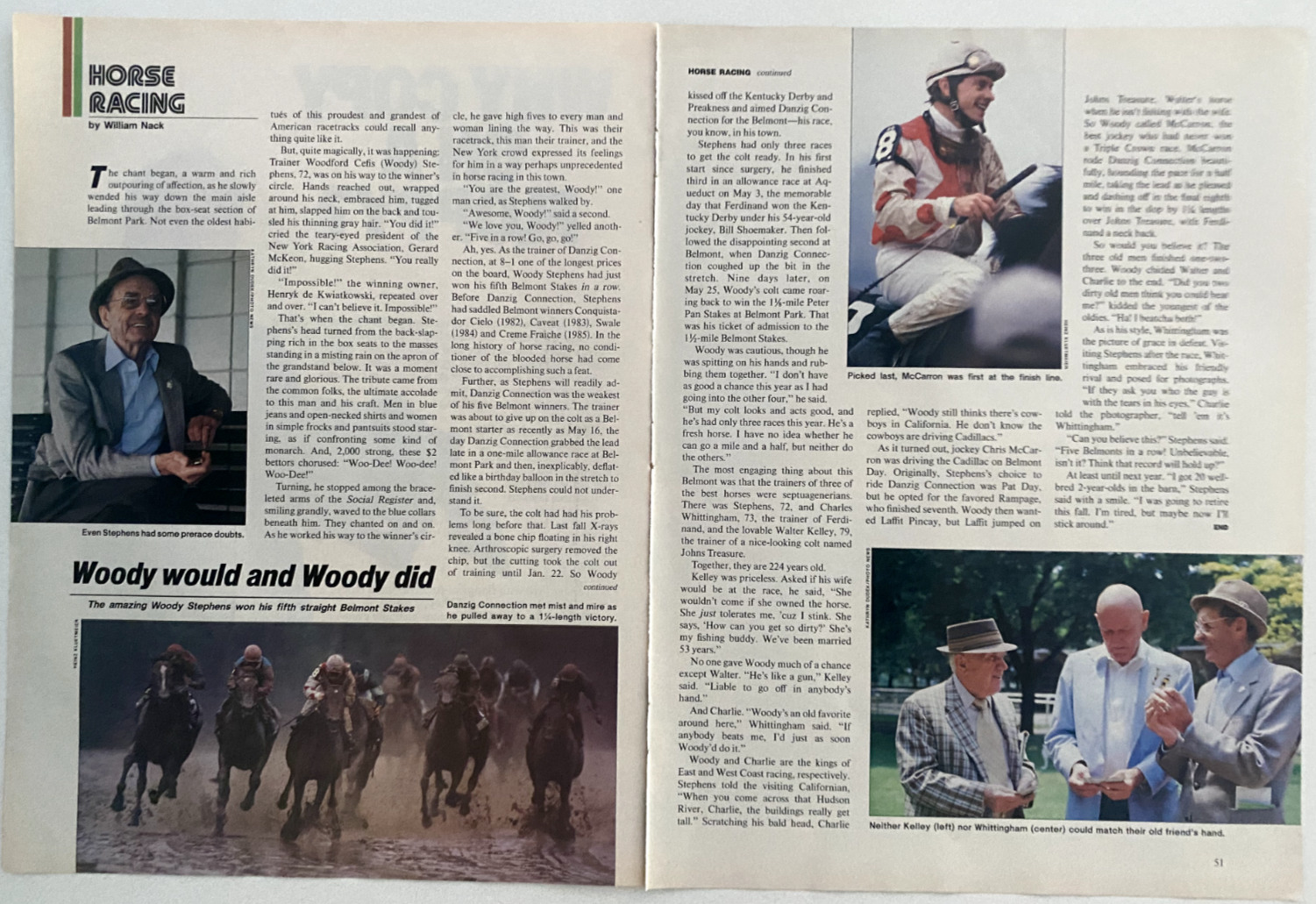 Woodford Cefis (Woody) Stephens Danzig Connection Vintage 1986 Magazine Article