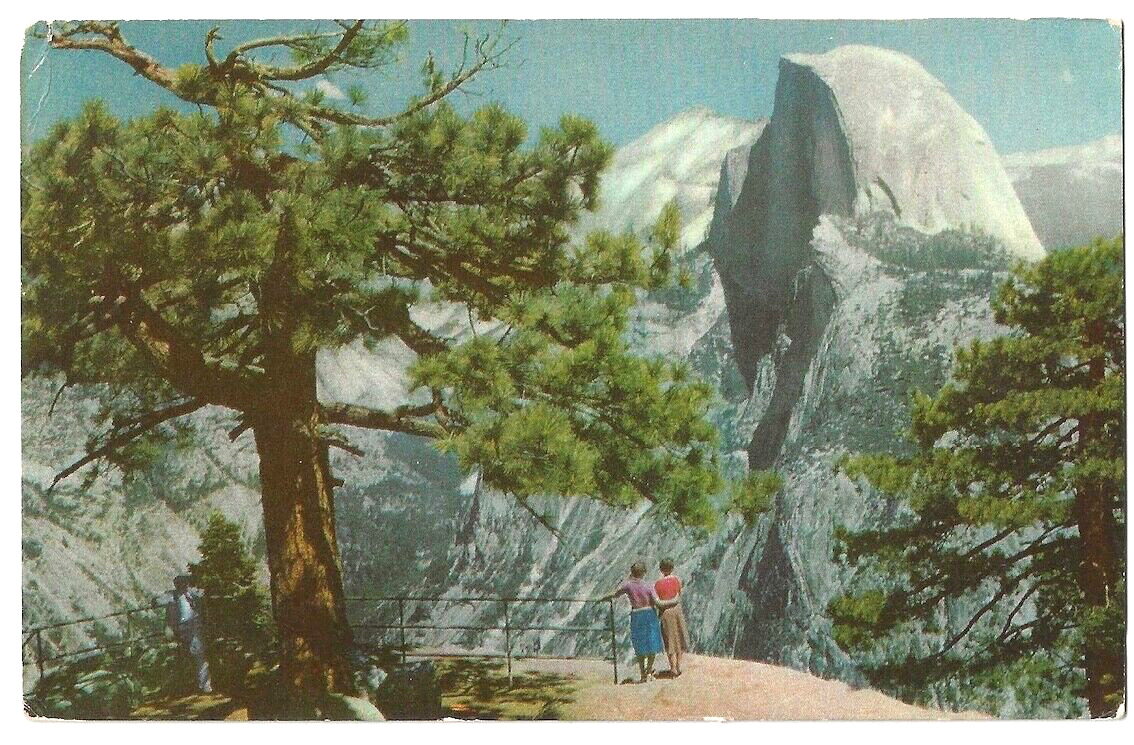 Yosemite National Park California c1940 Half Dome, women, Union Oil Company
