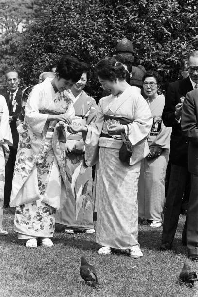 Empress Nagako And Singer Michiyo Azusa Talk During The Gakushu 1964 Old Photo