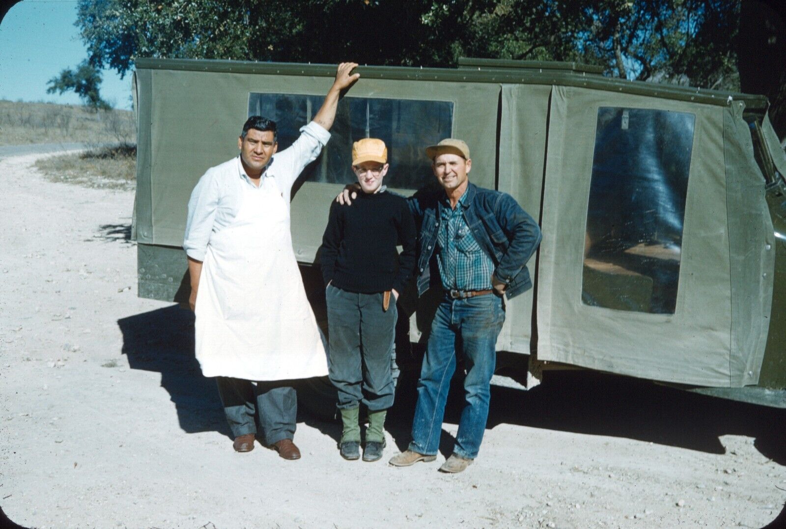 1959 Dad Son Camp Chef McCullough Ranch Uvalde Texas 35mm Slide