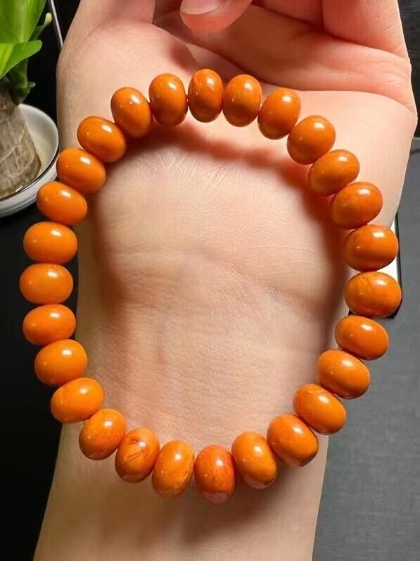 Genuine Natural  Amber  Round Beads Bracelet 9mm Certificate