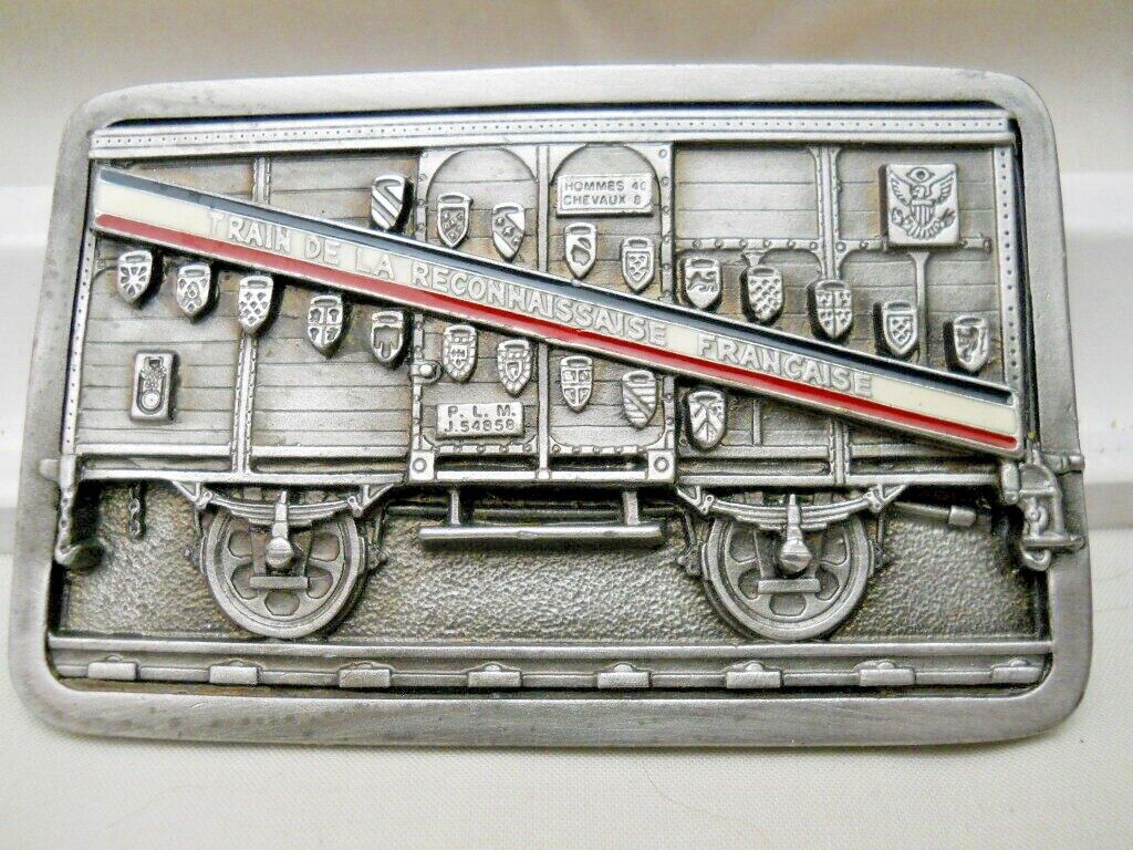 40 & 8 Commemorative Merci Boxcar 3D Pewter Siskiyou Belt Buckle 1996 40/8 Train