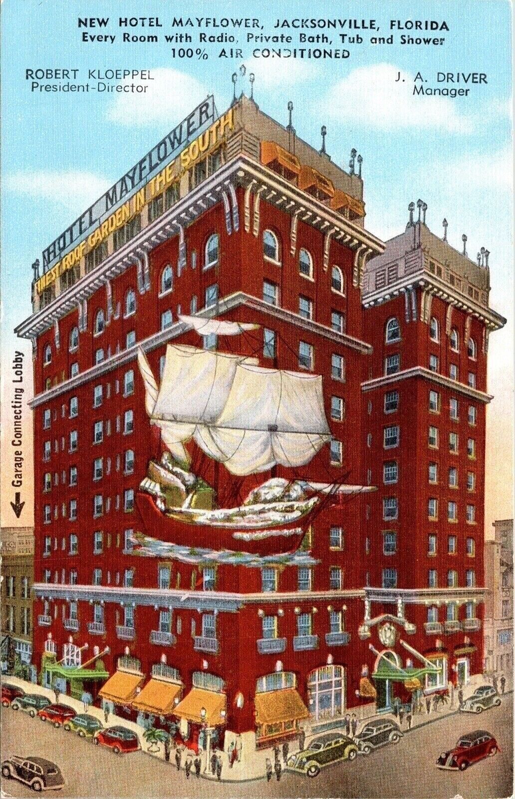 New Hotel Mayflower Jacksonville Florida FL Postcard UNP WOB Note VTG Vintage