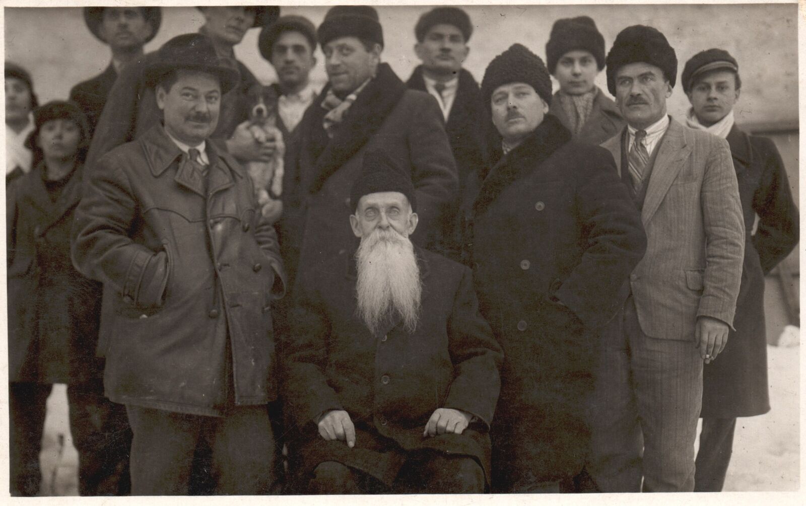 Vintage Postcard Old Photograph Group Picture Long Beard Man Boys