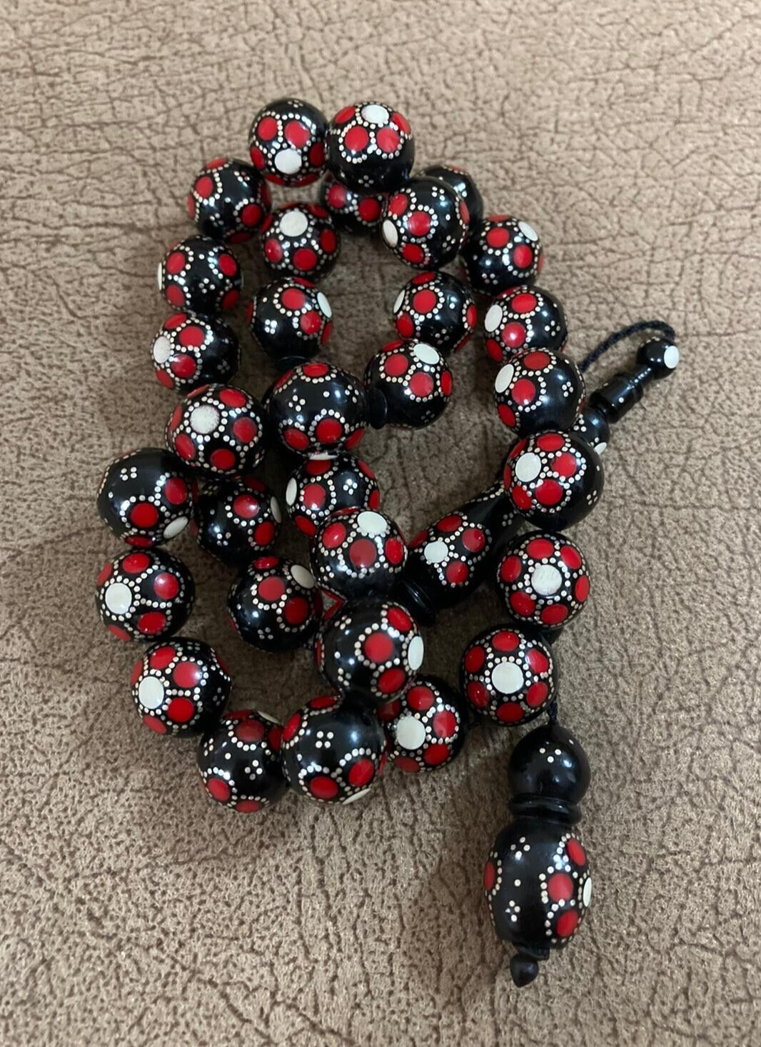 Vintage Islamic Kouk Fairouz Coral Misbaha Rosary Prayer 33 Beads Tasbih كوك