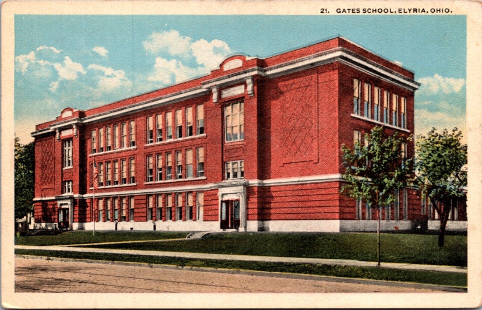 Postcard Gates School in Elyria, Ohio