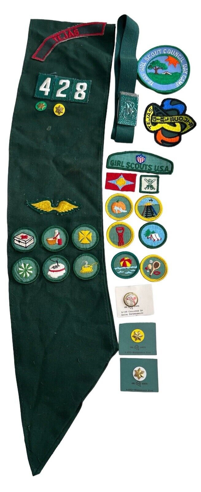Vintage 1970s Girl Scout Sash Badges Belt Pins