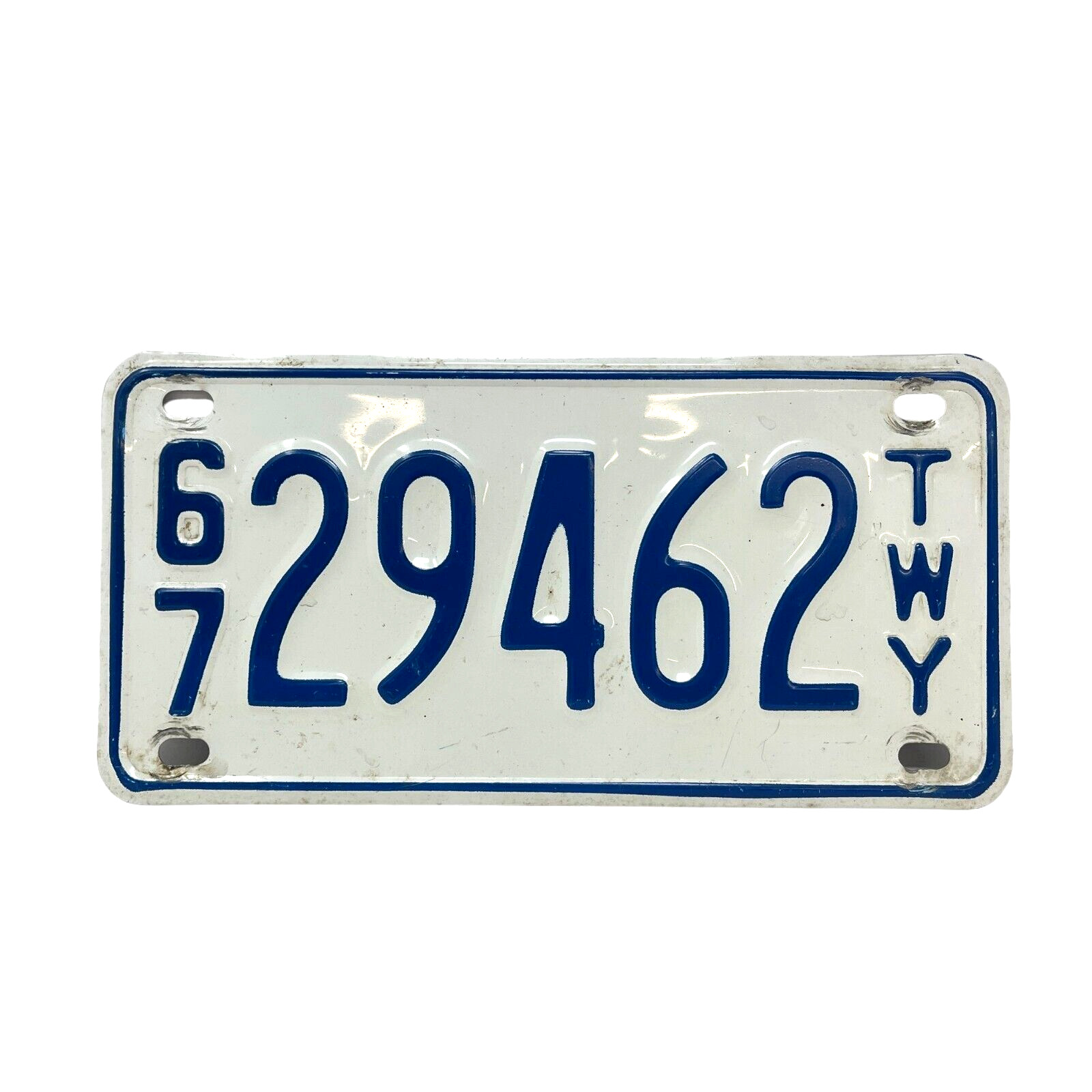 1967 New York State Thruway License Plate White NY 67 TWY 29462 Expired
