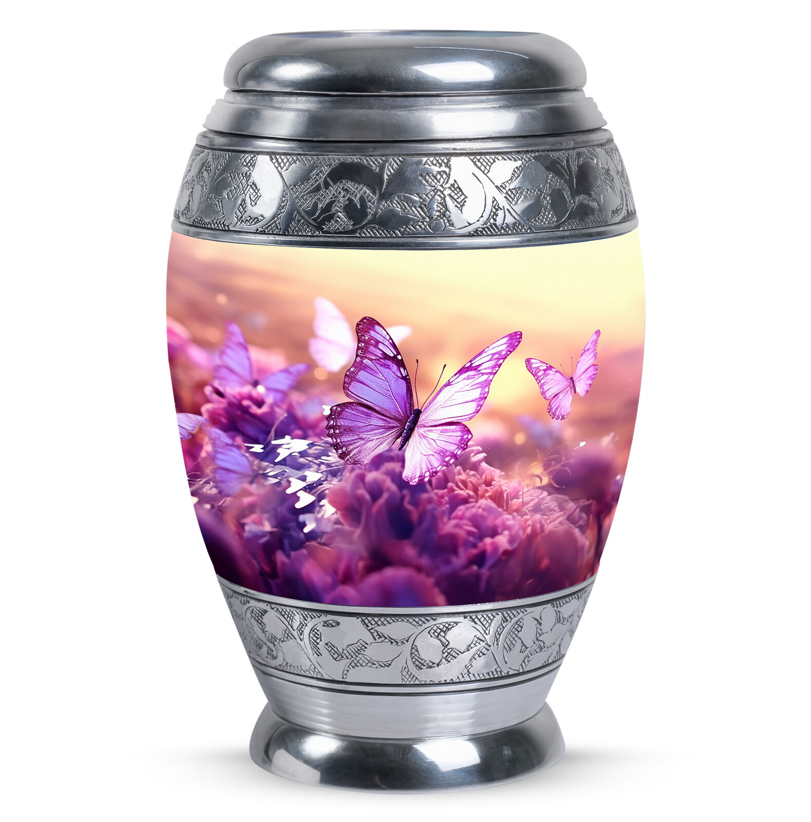Urns For Adult Colorful Butterflies On A Magical Forest (10 Inch) Large Urn