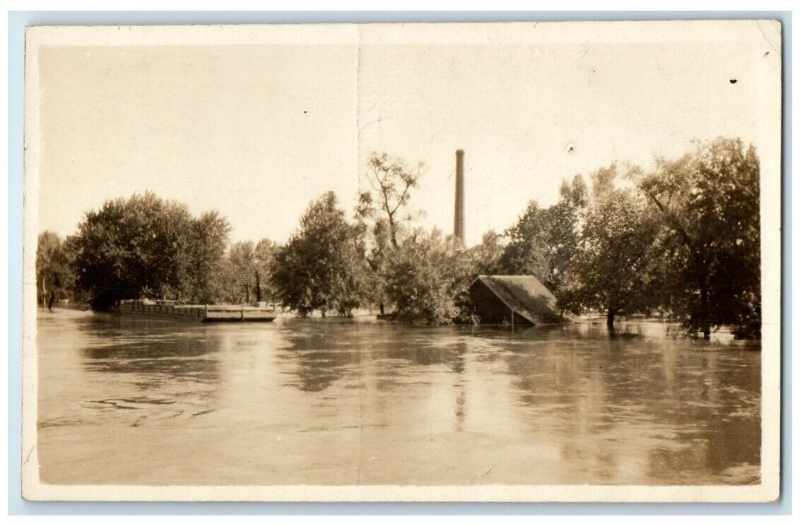1911 Home Residence Flood Disaster Scene Beatrice NE RPPC Photo Postcard