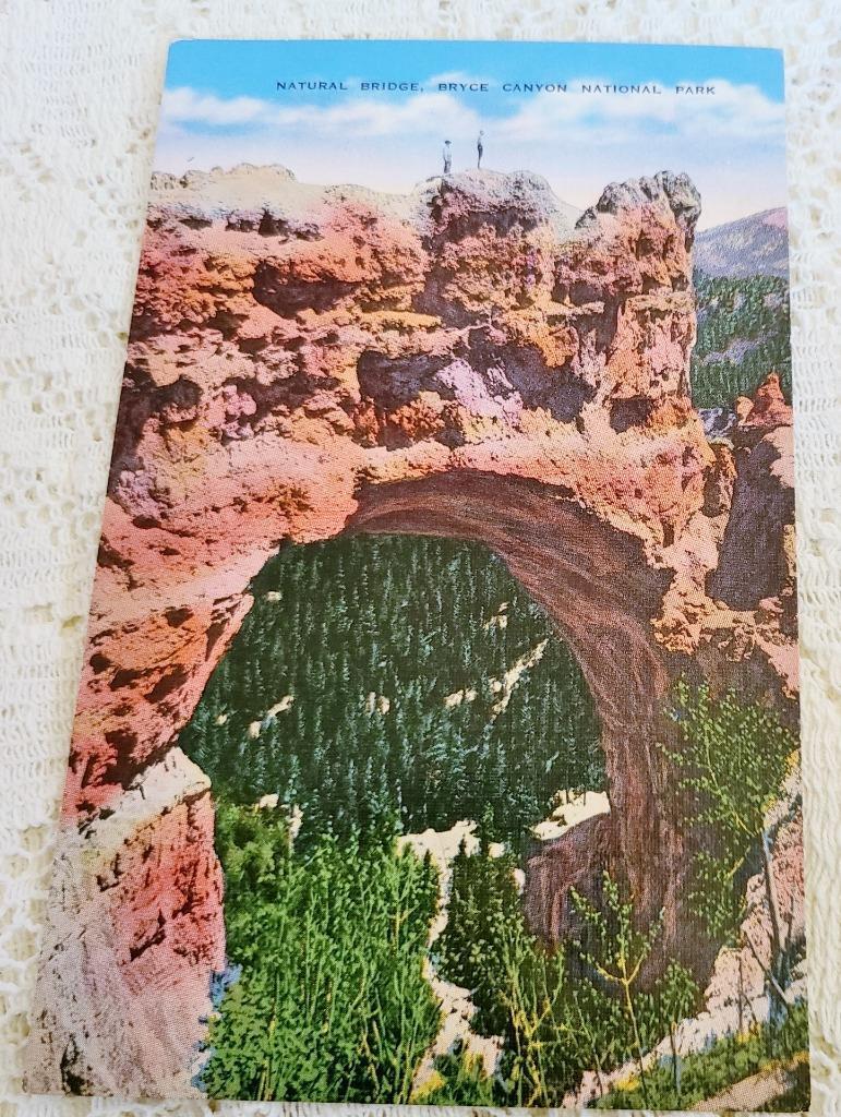 Bryce Canyon National Park Vintage Linen Postcard Utah Natural Bridge