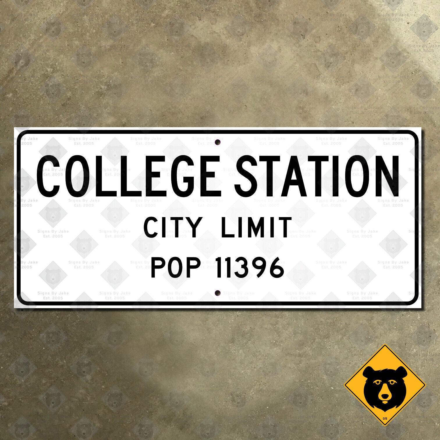 Texas College Station city limit 1956 road sign University Brazos Valley 18x8