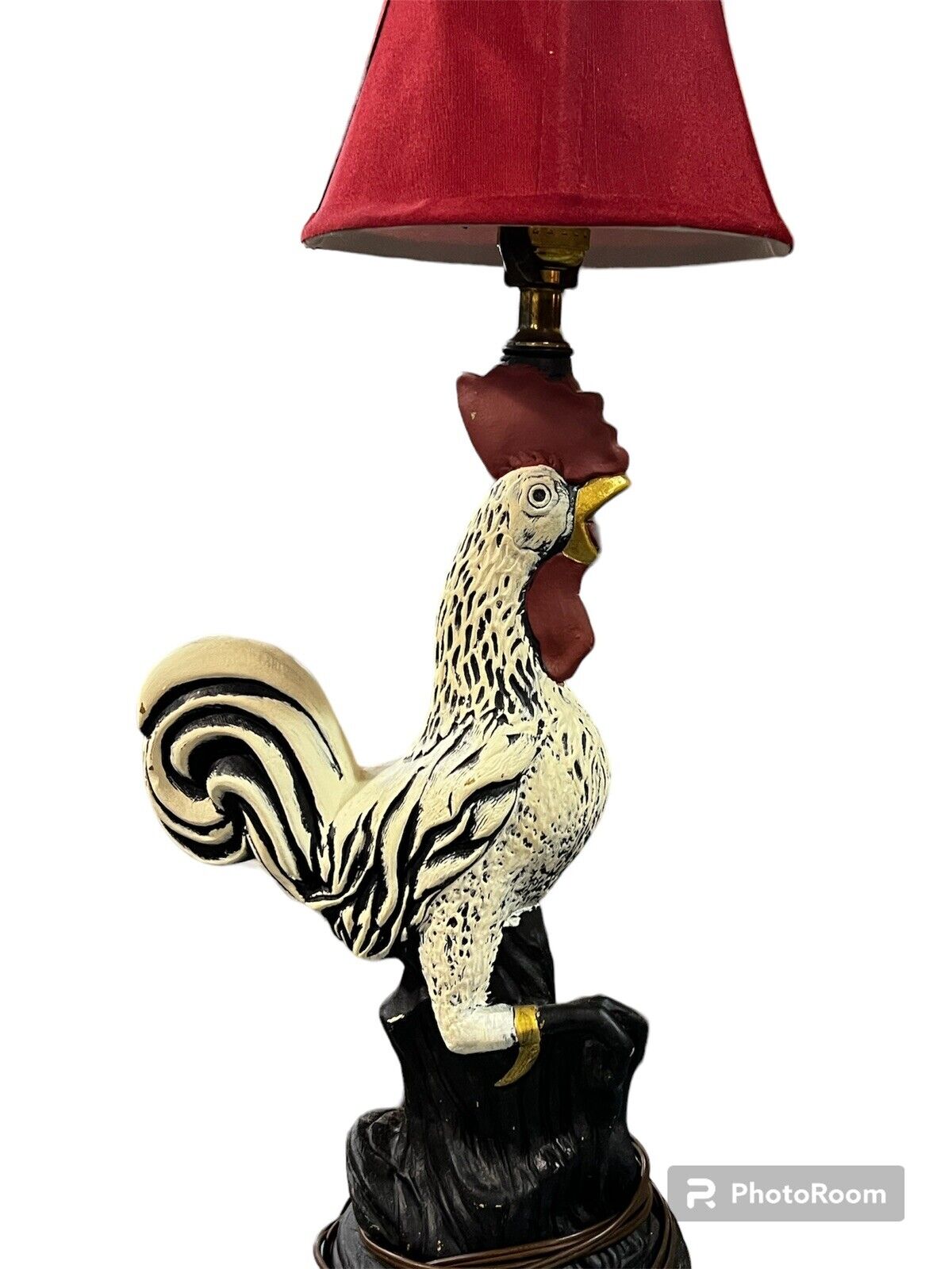 Vintage Rooster Lamp Mid Century Modern PLASTO Mfg Co Plaster Table Lamp  RARE