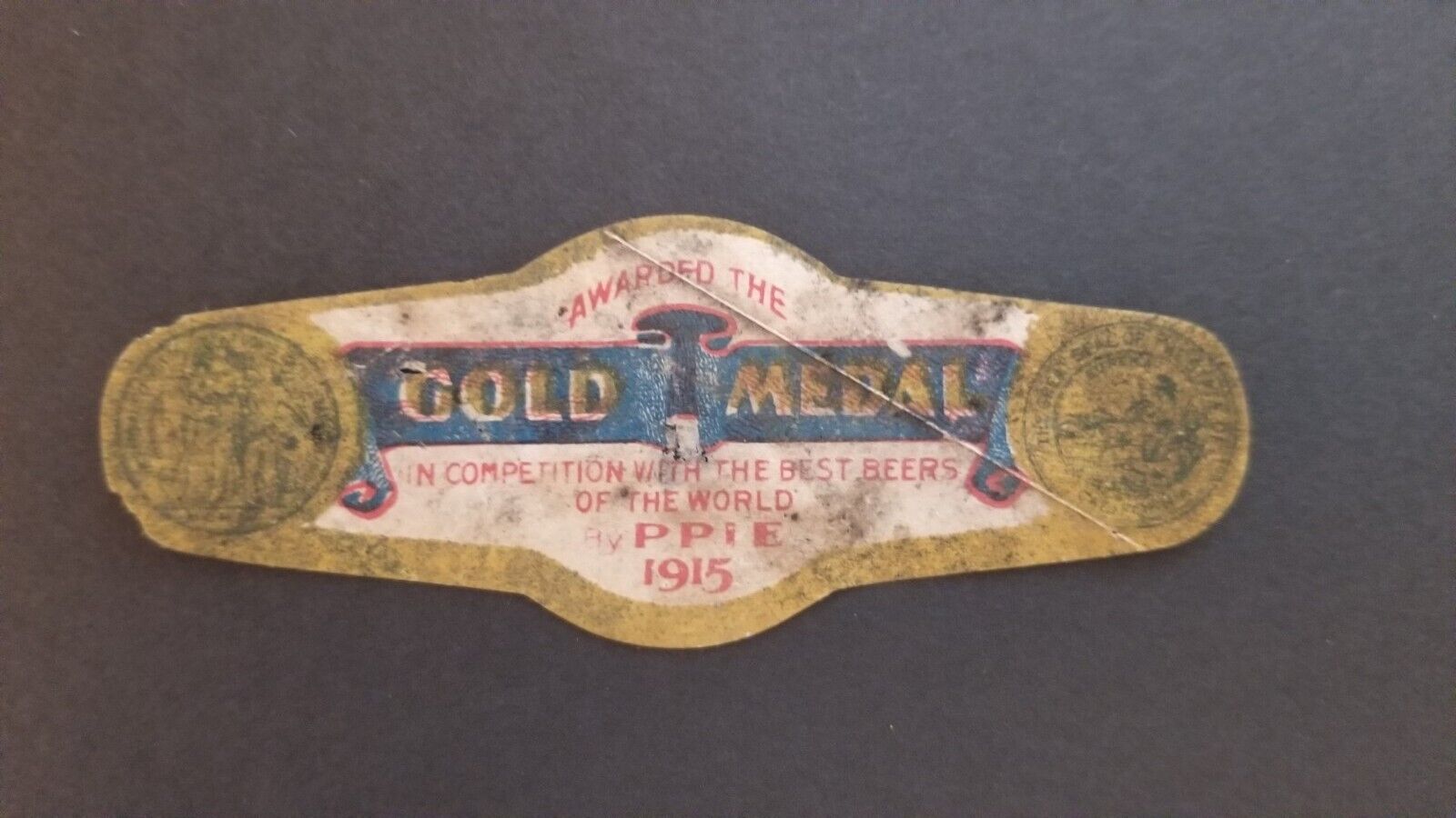 PRE PRO 1915 PAN PACIFIC VALLEY BREW GOLD MEDAL NECK LABEL, STOCKTON, CAL.