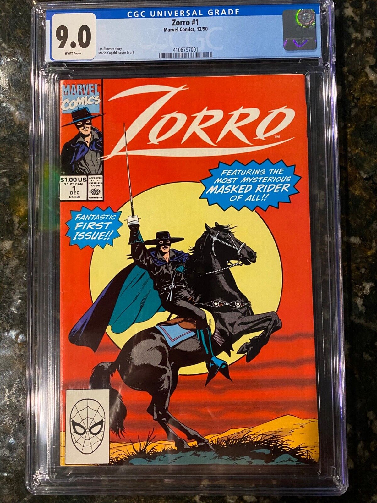 Zorro  #1 Marvel Comics 1990 CGC 9.0  Comic Book NEW UNCIRCULATED CASE