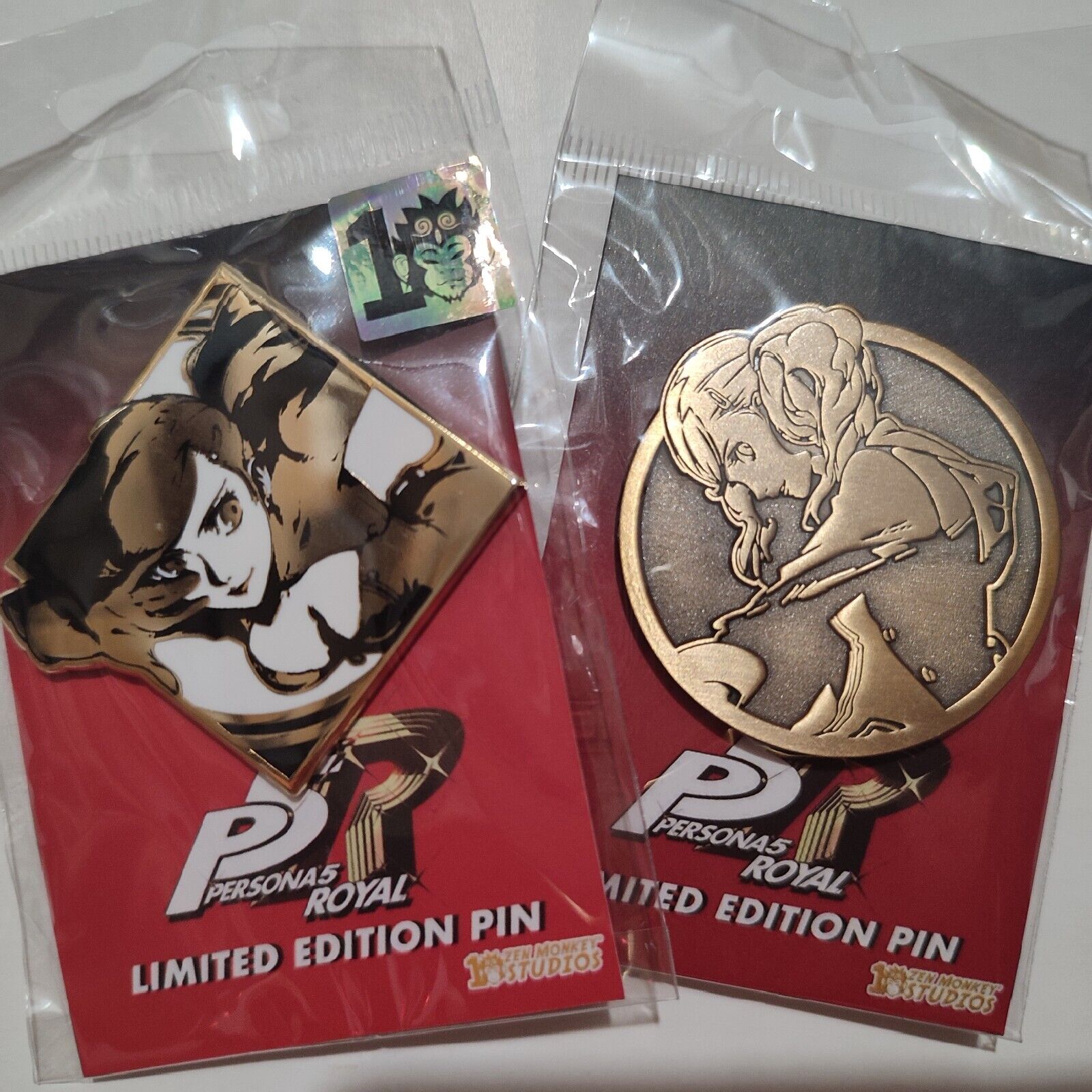 Persona 5 Royal Ann Takamaki Limited Edition Enamel Pin & Gold Emblem Bundle