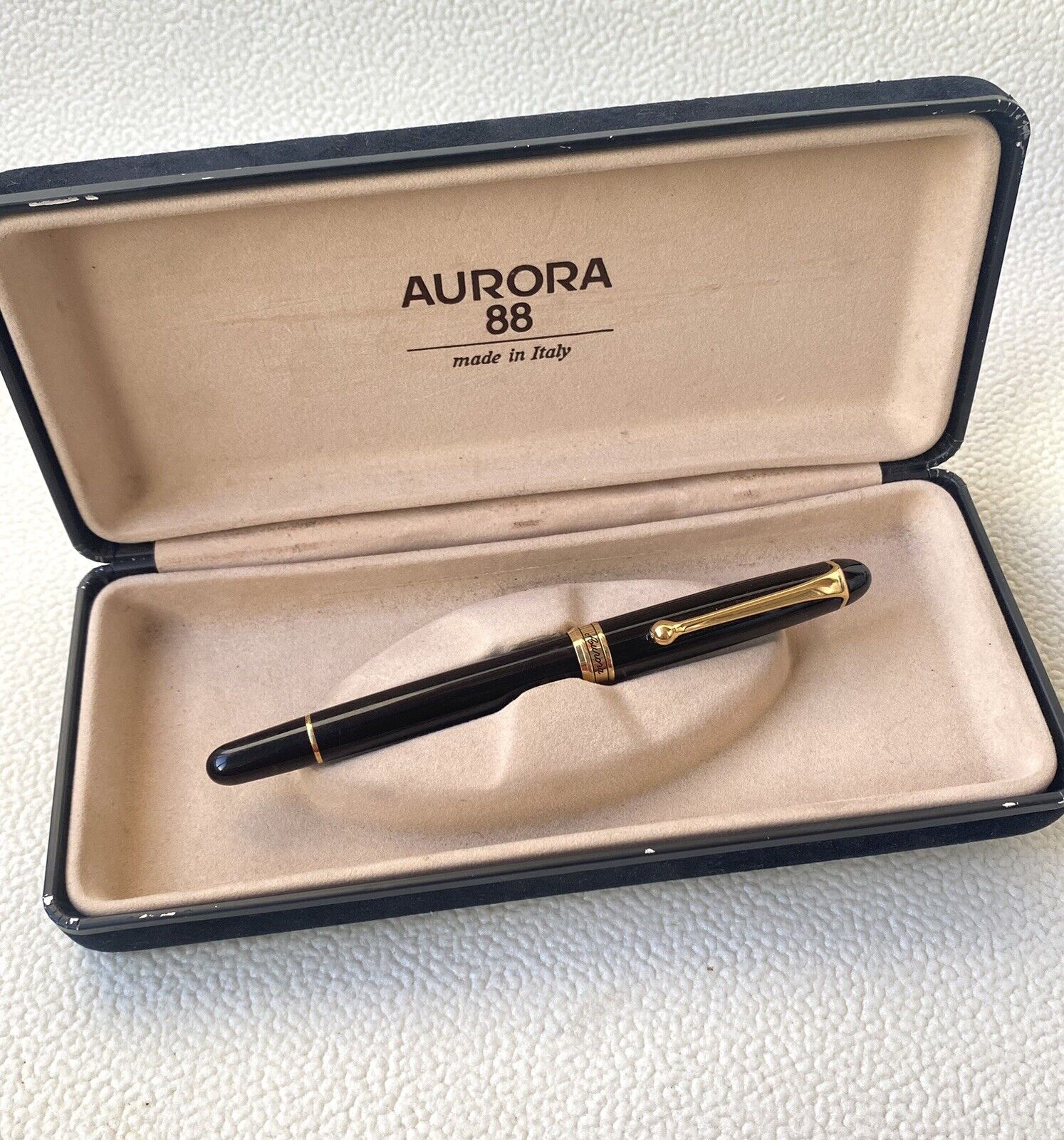 Aurora 88 Made In Italy Vintage Ballpoint Black Gold Plated Cap Rollerball Pen