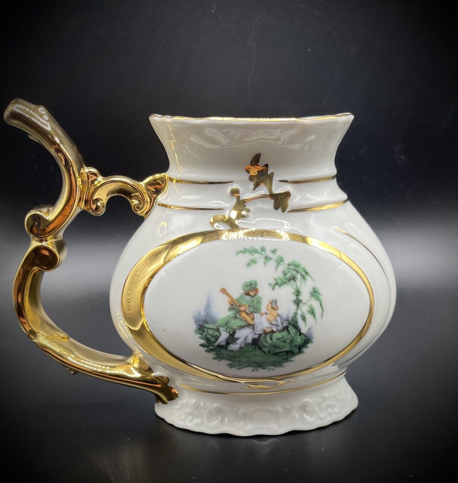 Antique Czechoslovakia Porcelain Sipping Mug “Courting Scene” - Rare
