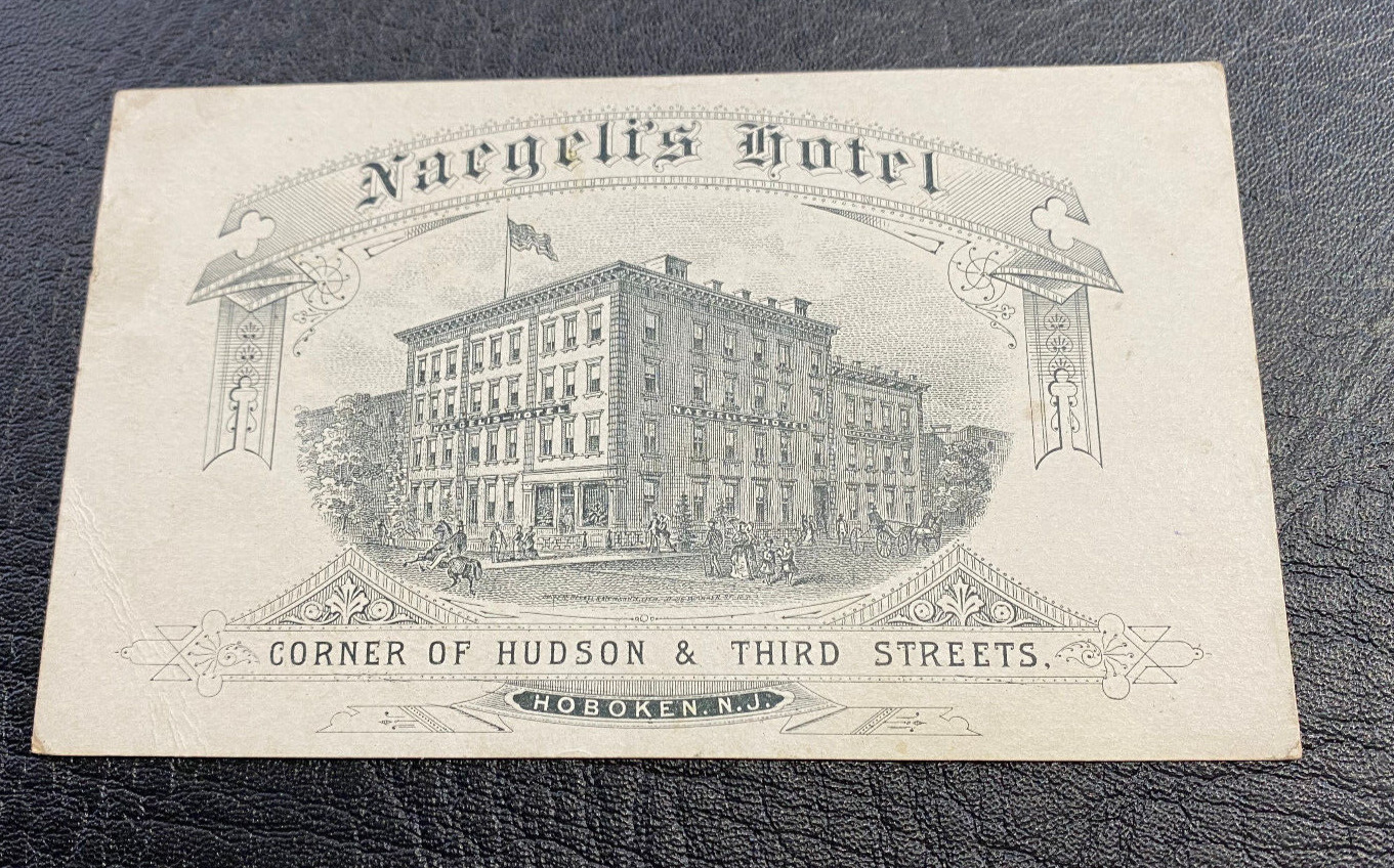 RARE 1800s Nargelis Hotel Trade Card, Hoboken, NJ