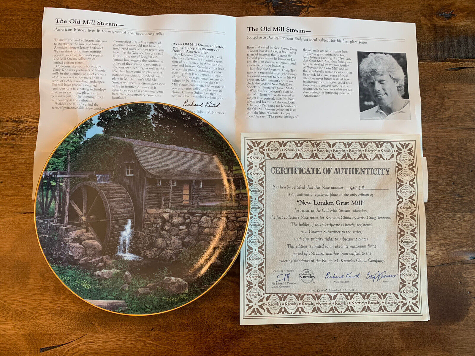 Knowles 1990 Vintage Collector’s Plate New London Grist Mill - Connecticut - COA