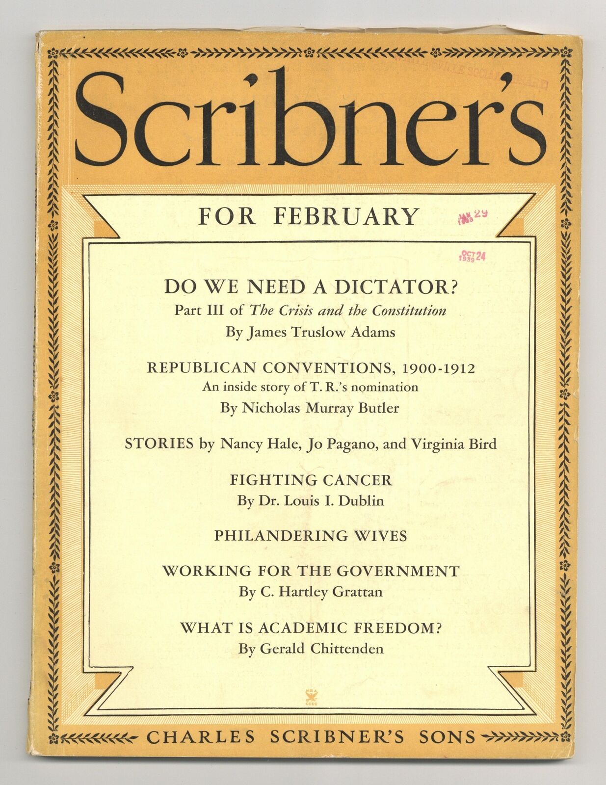 Scribner's Magazine Feb 1936 Vol. 99 #2 GD/VG 3.0 Low Grade