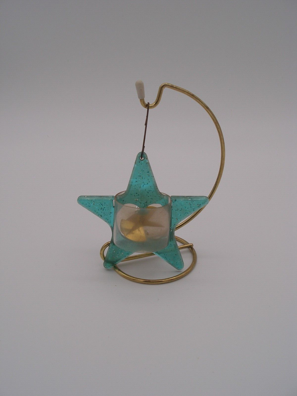 Vtg BLUE Hard Plastic Spinner Twinkler STAR Christmas Ornament