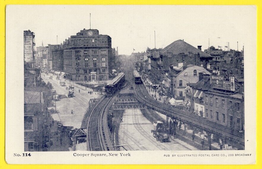 cpa Post Card USA Cooper Square NEW YORK Railway TRAINS Railways