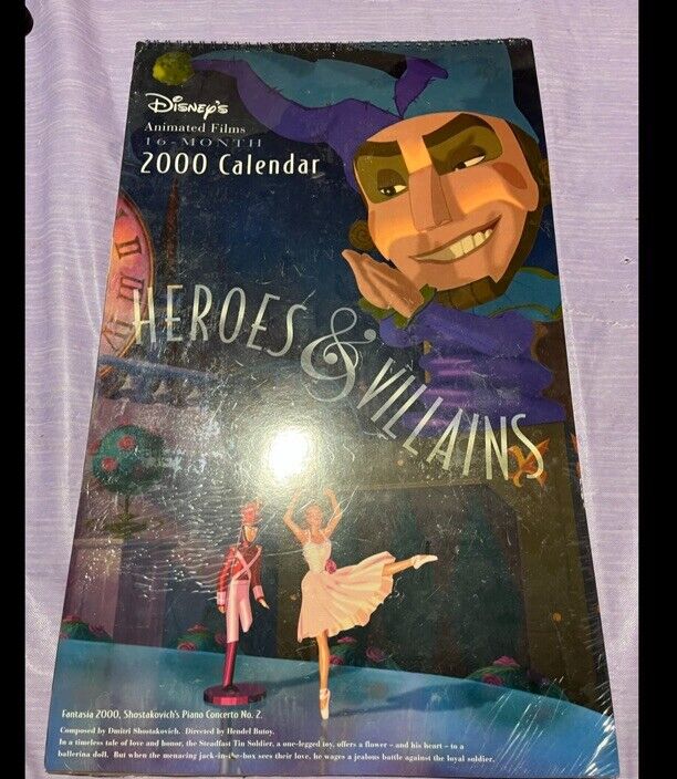 NOS Vintage Disney Heroes And Villains 2000 Calendar Sealed