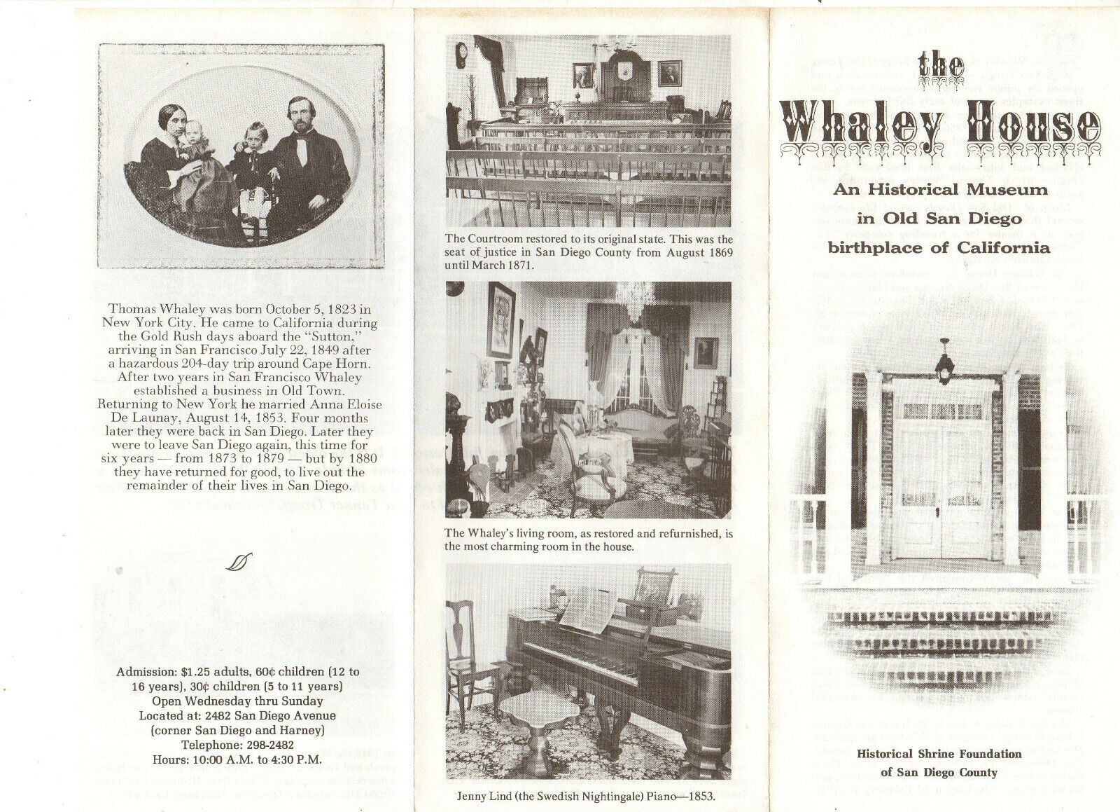 wd6  Brochure Vintage Whaley House Museum Old San Diego Calif 050a
