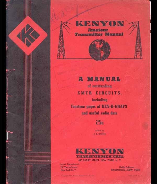 KENYON AMATEUR  TRANSMITTER MANUAL 1937 PDF