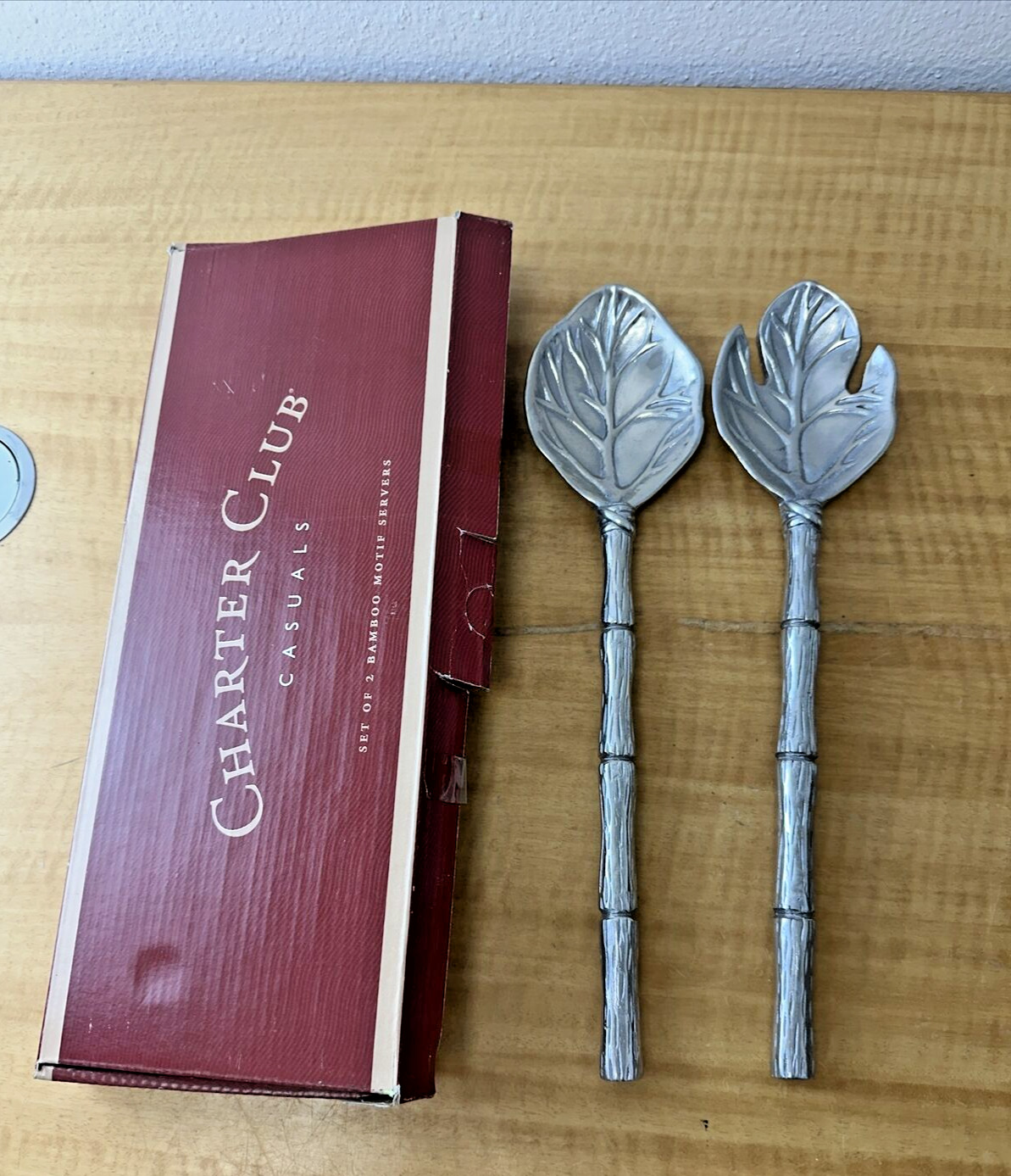 Pewter Salad Serving Spoon and Spork 13\
