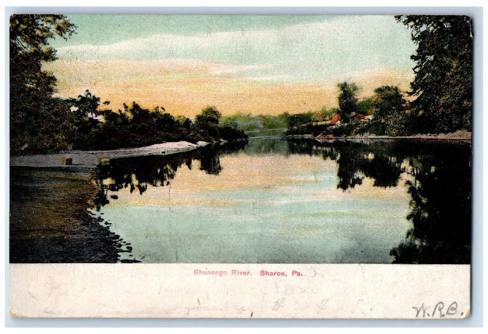 c1905 View Of Shenango River Sharon Pennsylvania PA Posted Antique Postcard