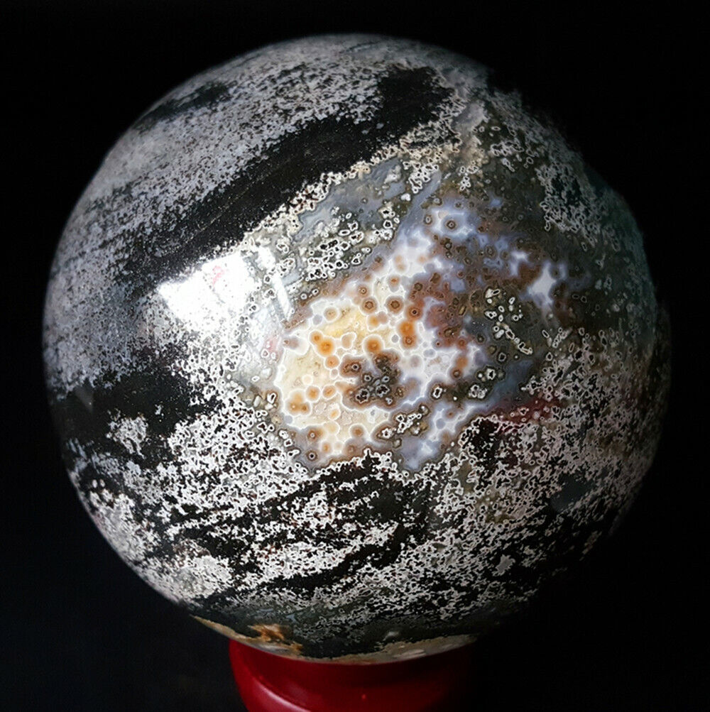 Rare 1900G Natural Polished Orbicular Ocean Jasper Ball Reiki Healing  YN80